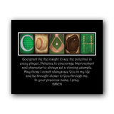 The image is a personalized name art piece that spells out "CATH" using various sports-related images, such as a baseball, a baseball glove, and a baseball bat.