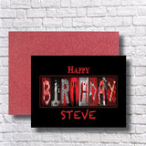 Personalized Horror Card – Custom 5x7 Birthday Greeting With Creepy Slasher Design