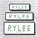 Neutral Jungle Name Art - Personalized Safari Animal Baby Name Print - Boho Nursery Wall Decor - Gender Neutral Baby Gift