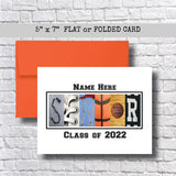 Senior Basketball Card - Custom Graduation Card With Matte Finish & Envelope Options