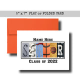 Senior Basketball Card - Custom Graduation Card With Matte Finish & Envelope Options