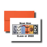 Senior Basketball Card - Custom Graduation Card With Matte Finish & Envelope Options