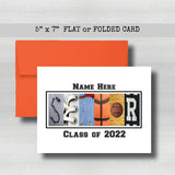 Senior Basketball Card - Custom Graduation Card With Matte Finish & Envelope Options