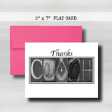 Baseball Coach Thank You Card ~ Flat Cards ~ Black & White