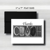 Baseball Coach Thank You Card ~ Flat Cards ~ Black & White