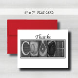 Baseball Coach Thank You Card ~ Flat Cards ~ Black & White