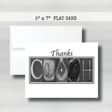 Baseball Coach Thank You Card ~ Flat Cards ~ Black & White