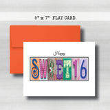 Personalized Birthday Card ~ Flat Cards ~ Orange, Blue, Pink