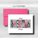 Sweet 16 Birthday Card ~  Cards ~ Pink & Black