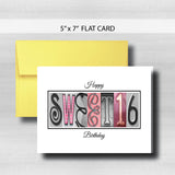 Sweet 16 Birthday Card ~  Cards ~ Pink & Black