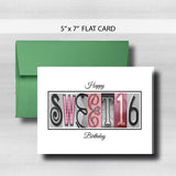 Sweet 16 Birthday Card ~  Cards ~ Pink & Black