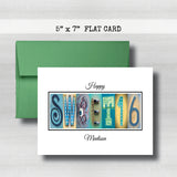 Custom Birthday Card ~ Flat Cards ~ Blue & Yellow Gold