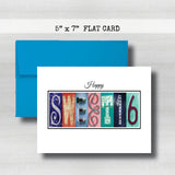 Personalized Sixteen Birthday Card ~  Cards ~ Blue & Red