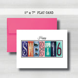 Personalized Sixteen Birthday Card ~  Cards ~ Blue & Red