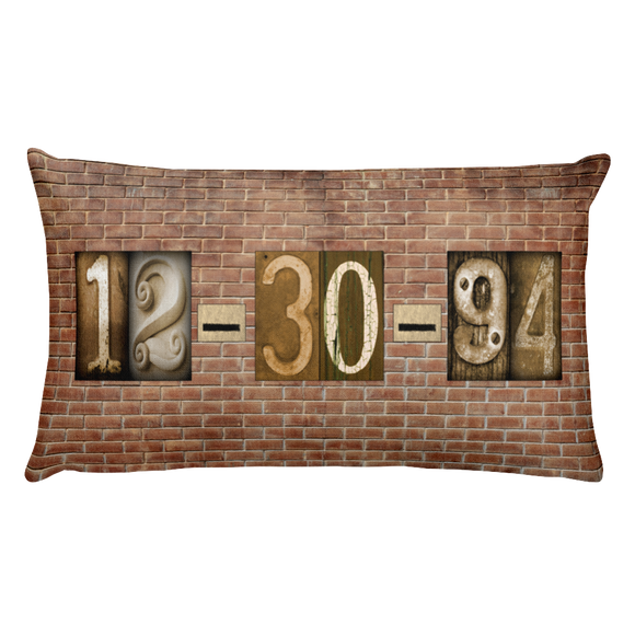 Date Pillow Personalized Brick