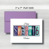 Personalized Sixteen Birthday Card ~ Flat Cards ~ Blue & Red