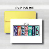 Personalized Sixteen Birthday Card ~  Cards ~ Blue & Red
