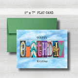 Birthday Card ~ Flat Cards ~ Aqua, Blue & Purple