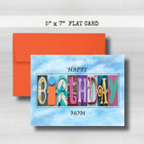 Birthday Card ~ Flat Cards ~ Aqua, Blue & Purple
