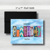 Birthday Card ~ Flat Cards ~ Aqua, Blue & Purple