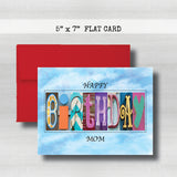 Birthday Card ~ Flat Cards ~ Aqua, Blue & Purple