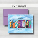 Birthday Card ~ Flat Cards ~ Aqua, Blue & Purple