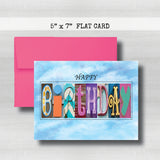 Birthday Card ~ Flat Cards ~ Aqua, Blue & Purple