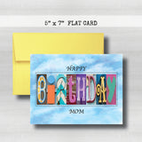 Birthday Card ~ Flat Cards ~ Aqua, Blue & Purple