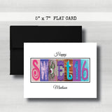 PERSONALIZED Sweet 16 Birthday Card ~  Cards ~ Aqua, Blue & Purple