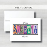 Personalized Birthday Card ~ Flat Cards ~ Orange, Blue, Pink