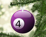 Billiard Ball 4 Christmas Ornament Metal