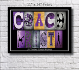 Cheerleader Coach Name Letter Art