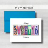 Personalized Birthday Card ~ Flat Cards ~ Orange, Blue, Pink