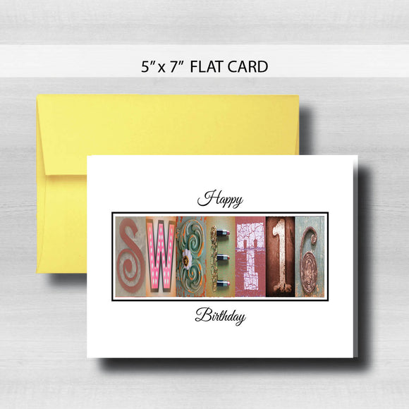 Sweet 16 Birthday Card ~ Flat Cards ~ Rose Gold