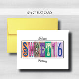 Sweet 16 Birthday Card ~  Cards ~ Bright Colors