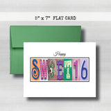 Personalized Birthday Card ~ Flat Cards ~ Orange, Blue, Pink