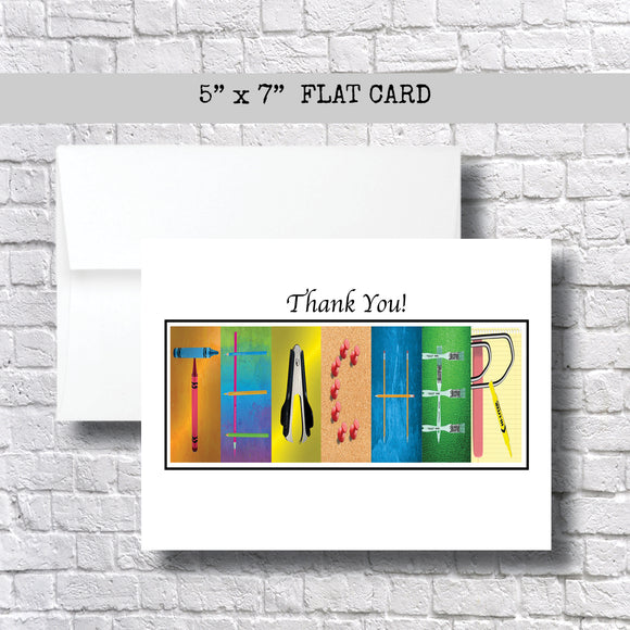 Teacher Thank You Card~ 3 Cards ~ Flat Cards ~ 5