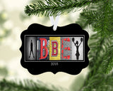 Cheerleading Coach Letter Art Name Ornament Metal