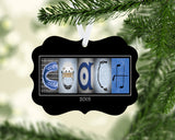 Hockey Coach Ornament Blue Metal