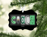 Hockey Coach Ornament Green Metal
