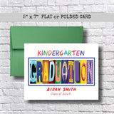 Kindergarten Graduation Card - Personalized 5x7  Envelope Options