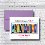 Kindergarten Graduation Card - Personalized 5x7  Envelope Options