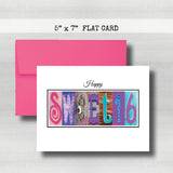 PERSONALIZED Sweet 16 Birthday Card ~  Cards ~ Aqua, Blue & Purple