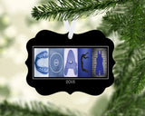 Wrestling Coach Ornament Blue Metal