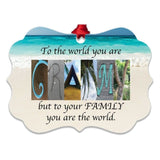 Grammy Beach Letter Ornament - Personalized Metal Holiday Decoration | Coastal Christmas Tree Ornament