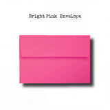 A bright pink envelope is shown against a white background.