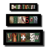 a collage of various sports-related images, including footballs, baseballs, and other sports equipment, arranged to spell out the name 'CHRISTOPHER'.