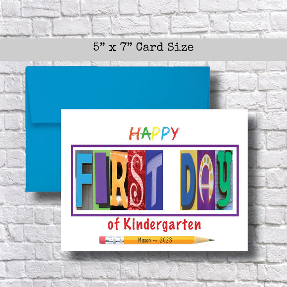 First Day of Kindergarten Personalized Card, Congrats, Greeting, Class of 2036, 2025, 2025, New School Year, Beginning, God Daughter Son