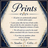 a sign that says prints all prints are professionally printed on tissue paper