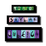 a collage of various silhouetted poses of people, arranged in a visually appealing manner.